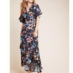 HUTCH Anthropologie Monaco Wrapped Floral Maxi Dress Size Small